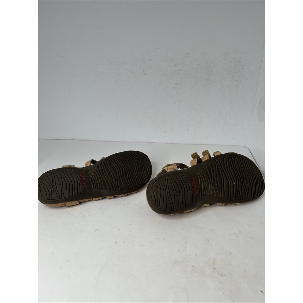 VIONIC WOMEN'S LT. BROWN HARISSA STRAPPY SANDALS 5 HOOK & LOOP STRAPS SIZE 9 EUC - Picture 5 of 8